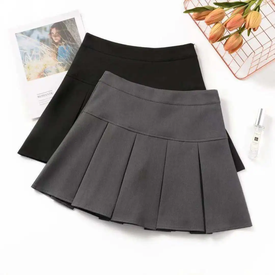 

Spring and Autumn New Pleated Skirt Female Skirt Black Short Skirt High Waist A-line Skirt Woman Skirts