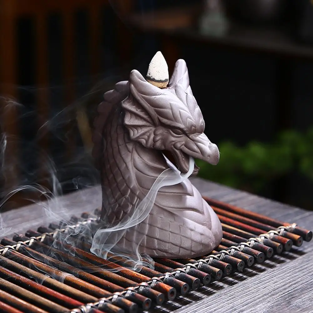 

Ceramic Backflow Incense Burner Dragon Head Shape Waterfall Incense Holder Aromatherapy Ornament For Home Decor