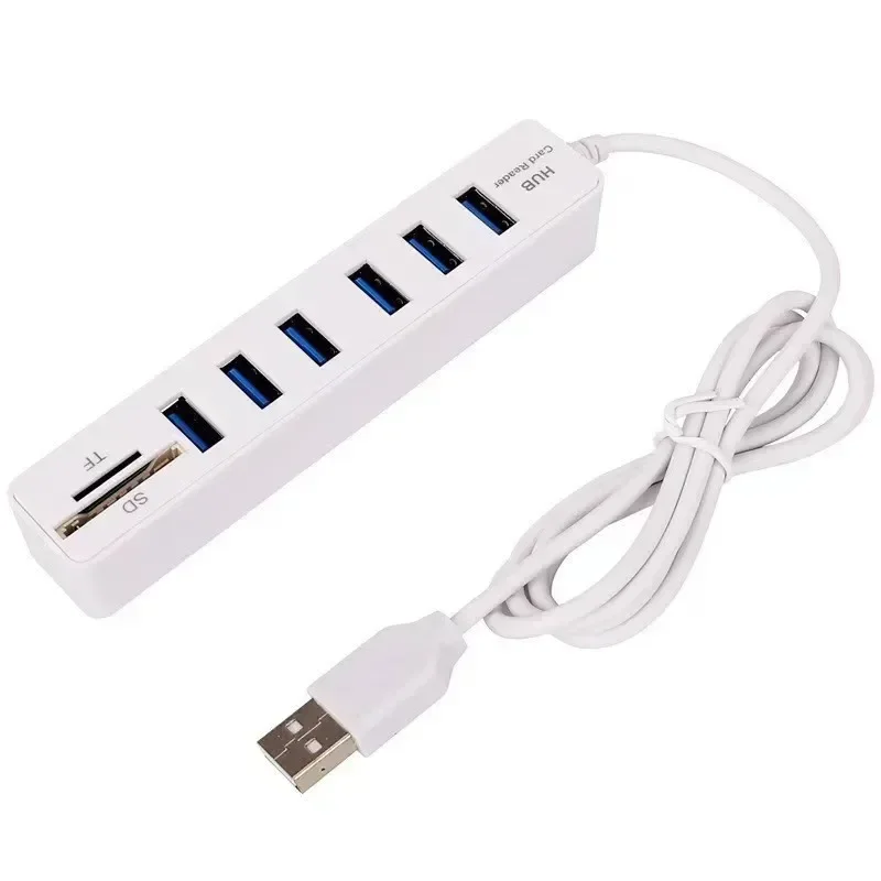 USB 2.0 Hub 6 Port Multi Splitter 100cm Long cable Multiple Expanderfor Computer Laptop PC Adapter Accessories