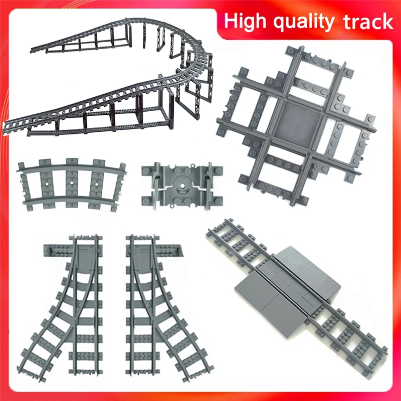 

City Trains Train Track Rail Bricks Model Toy Soft Track& Cruved& straight For Kids Gift Compatible All Brands Railway