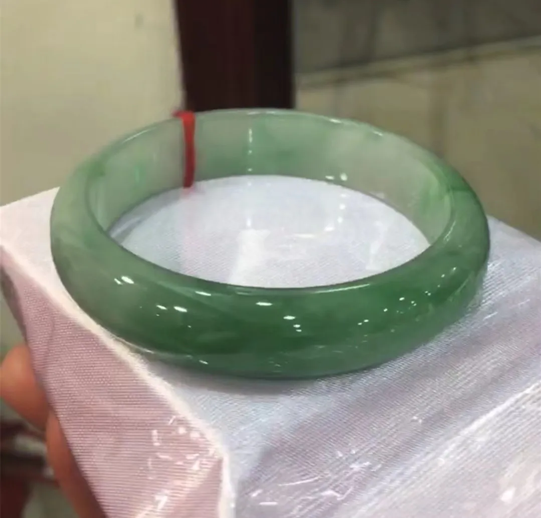 

NEW Ice Glutinous Floating Green Flower Natural Jadeite Refined Fashion Superior Quality Bangle Jade Bracelet Handring Jewelry