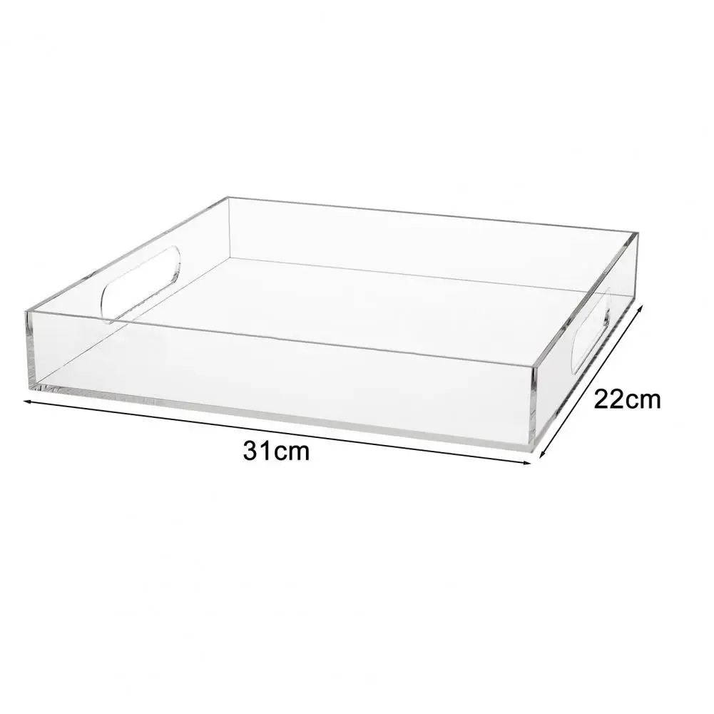 

Makeup Organizer Tray Acrylic Jewelry Display Tray Spacious Storage Plate for Earrings Necklaces with Handle for Easy Access