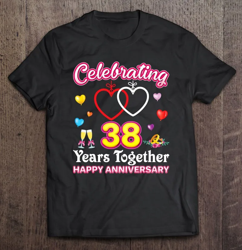 

Футболка мужская Винтажная с надписью «Happy 38Th» на годовщину свадьбы