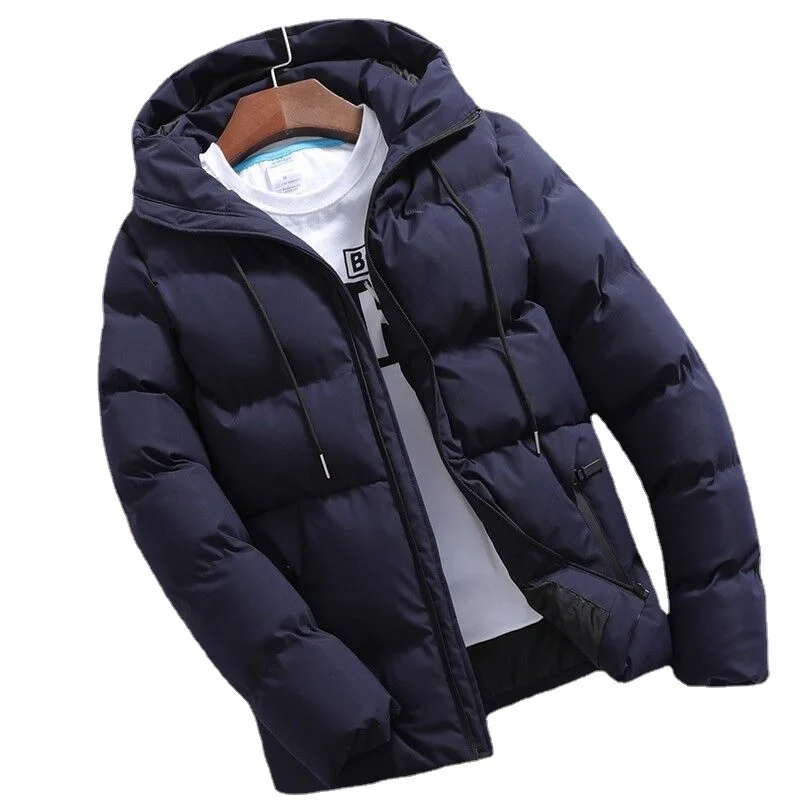 Y2k Parkas Men's Winter Jacket Short Slim Korean Version of The Cotton Jacket Simple Hooded Thickened Padded Coat Loose Type