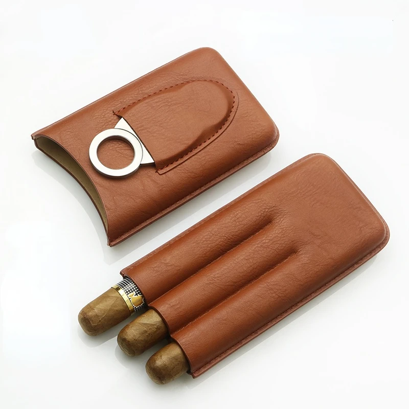 

Cigar Leather Case Humidor Humidor 3 Pack Cigar Case Portable Travel Humidor