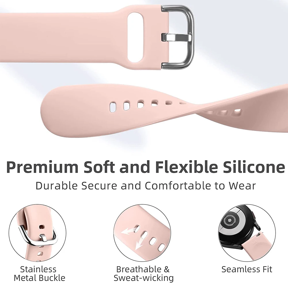 Ремешок силиконовый 20 мм для Samsung Galaxy Watch 4/5 44 40 и 5 Pro 45 классический браслет часов 4