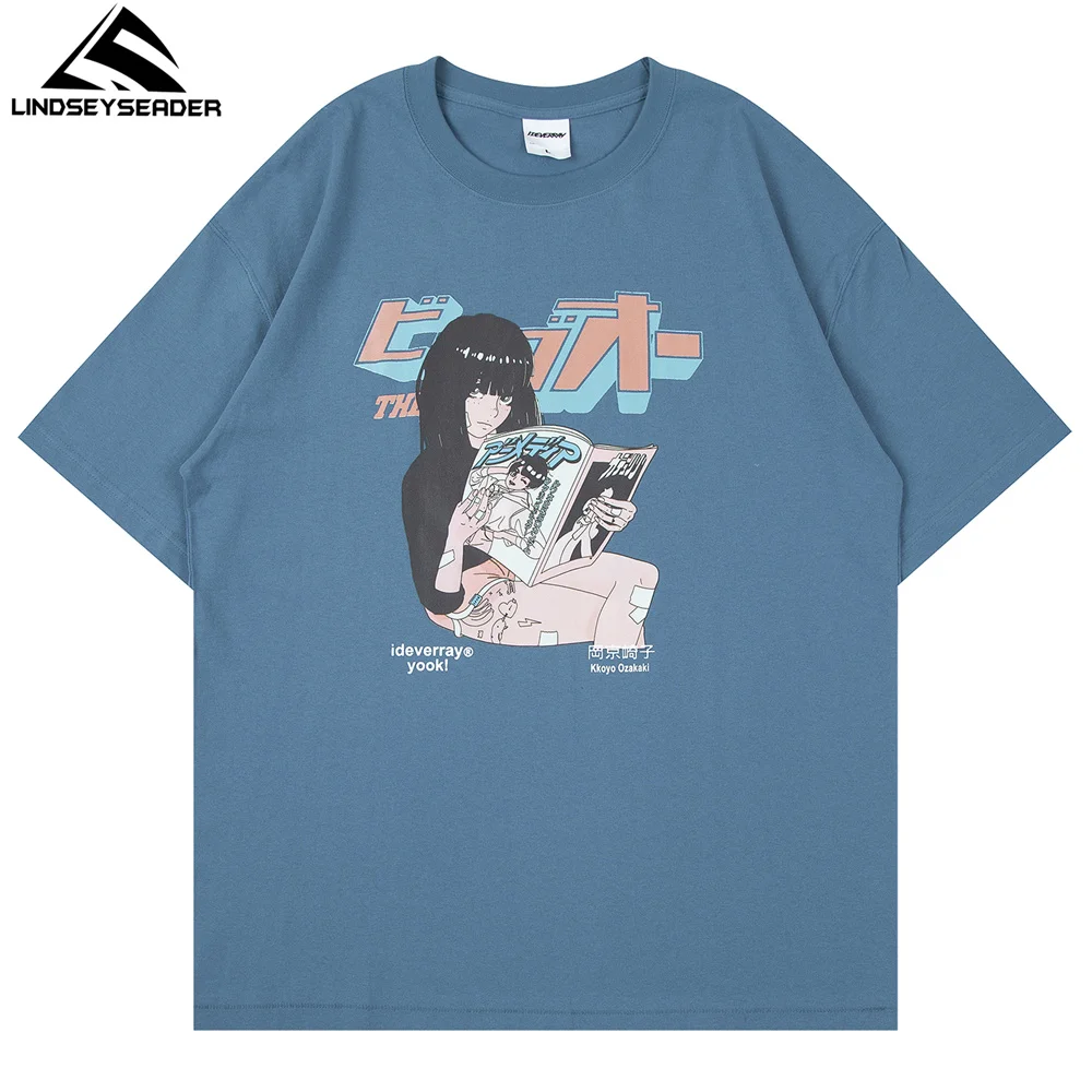 Футболка мужская оверсайз с аниме-принтом хлопковая рубашка круглым вырезом для