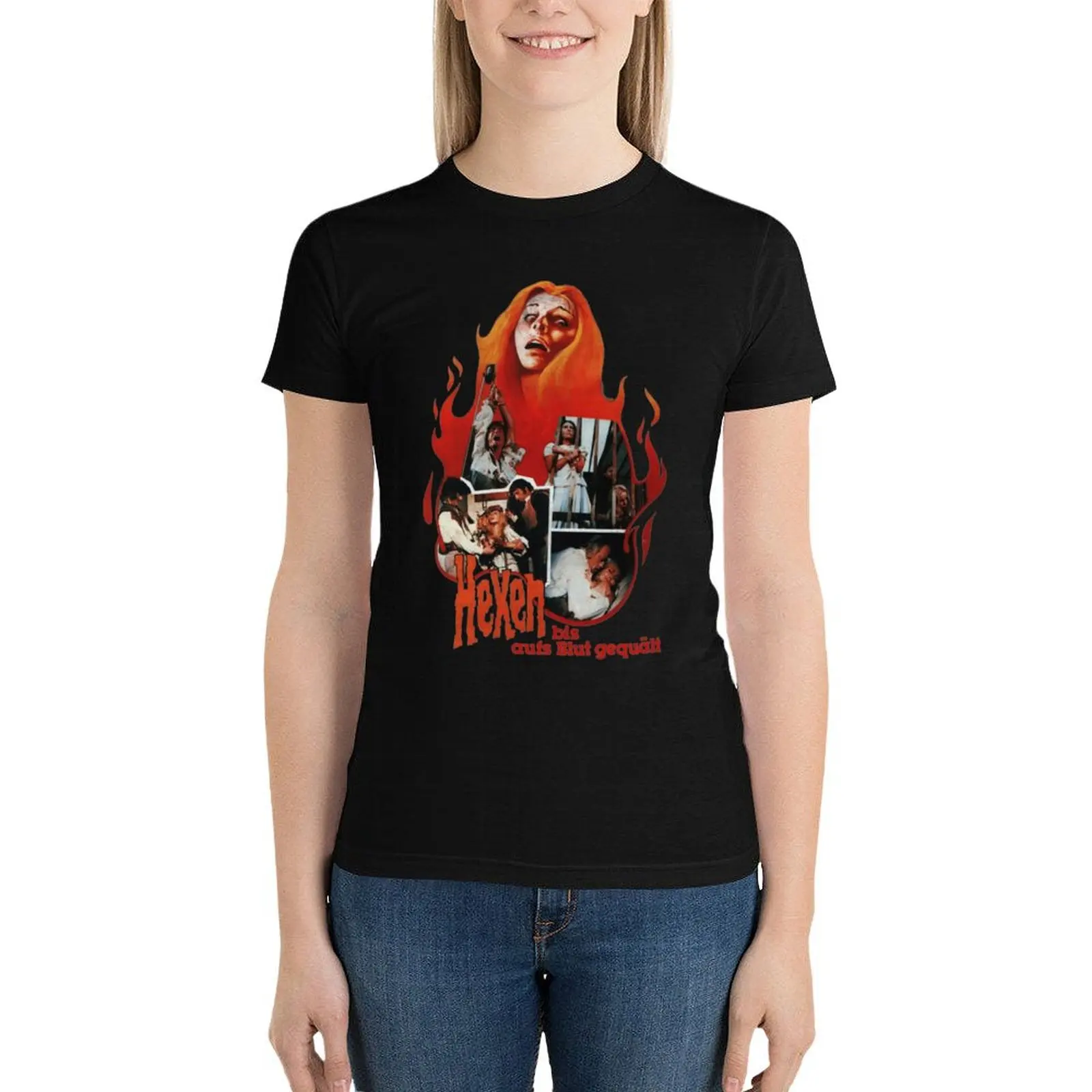 Hexen mark of the футболка дьявол tops Женская одежда с животным принтом в Корейском стиле
