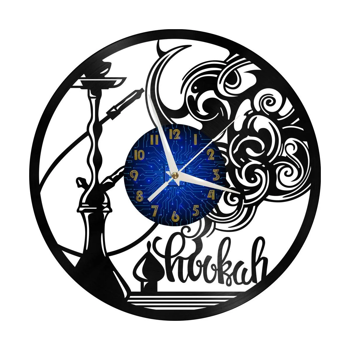 

Hookah Club 2 Vinyl Wall Clock, Vinyl Record Clock Wall Art Silent & Non-ticking