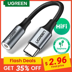 UGREEN USB Type C к 3,5 мм наушники USB C кабель USB C к 3,5 адаптер для наушников аудио кабель для Xiaomi Mi10 HUAWEI P30 Oneplus 9
