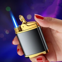 windproof jet flame cigar lighter retro one button press ignition gas butane cigarette lighters smoking accessories gift for men