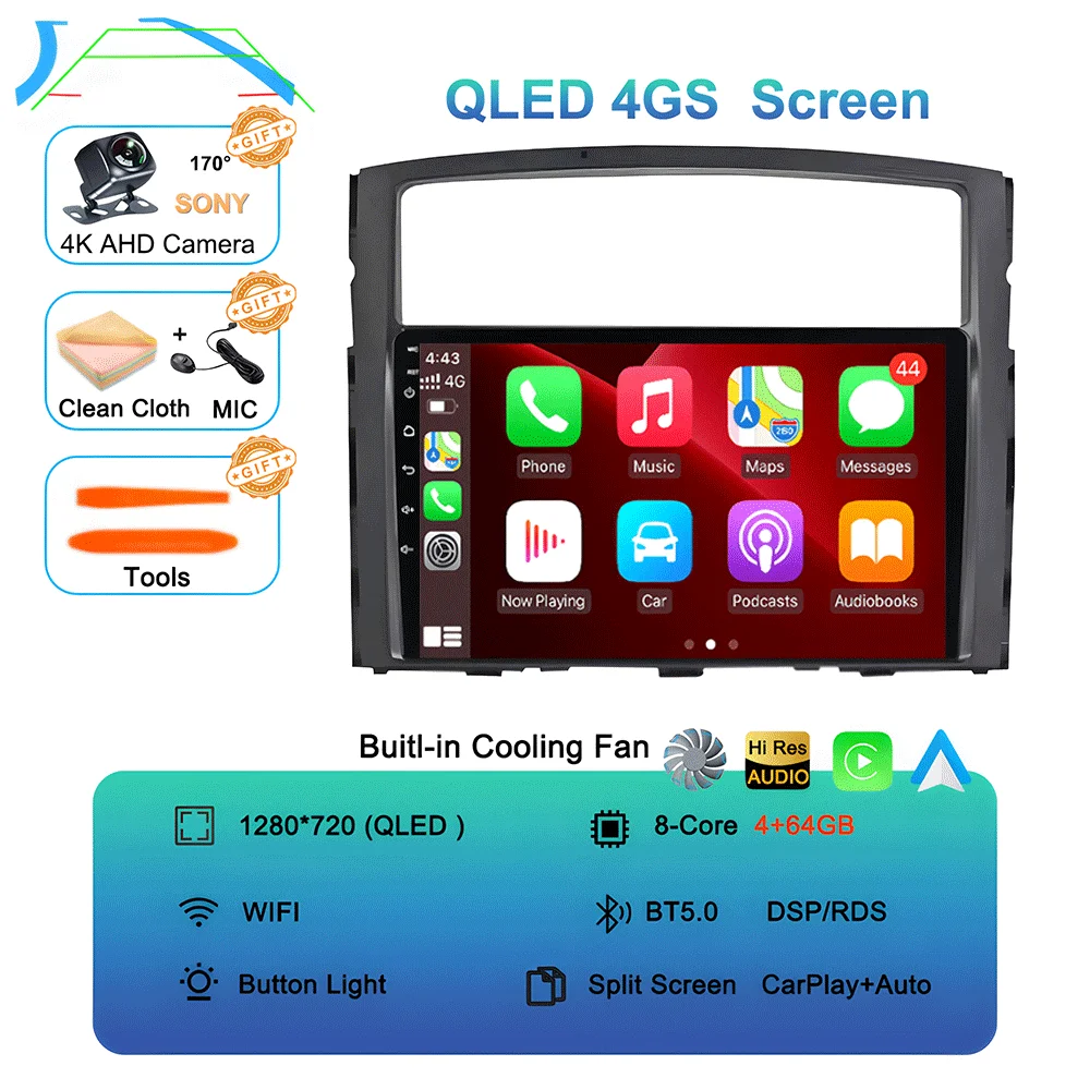 

Автомобильное радио Android 15 Carplay для Mitsubishi Pajero 4 V80 V90 2006-2014 Мультимедийный видеонавигатор Плеер GPS Стерео головное устройство