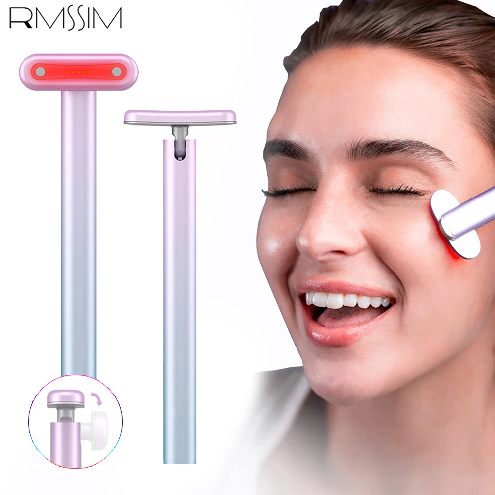 

4 in 1 Facial Skincare Tool Red Light Therapy For Face Neck EMS Microcurrent Face Massage Anti-Aging Skin Tightening Beauty Wand