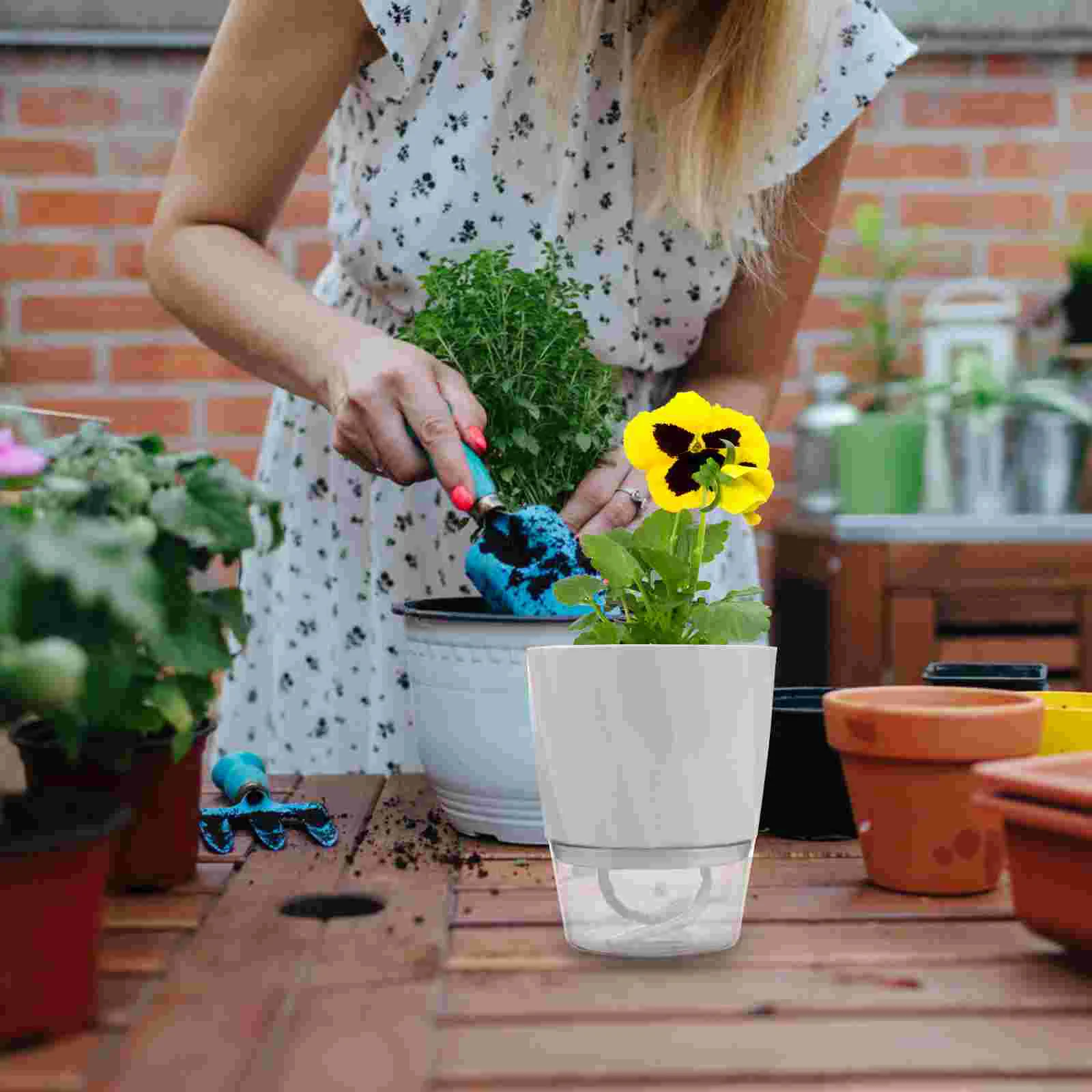 

Planters Watering Succulents Flower Pot Plastic Self Pots Automatic Water-absorbing Flowers Double-layer Flowerpot