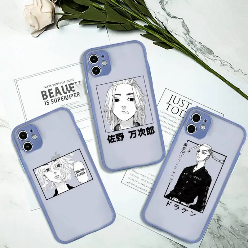 

Tokyo Revengers manjiro sano Phone Case Gray Color Matte Transparent For iPhone 13 12 11 Mini Pro Max X XR XS 7 8 Plus