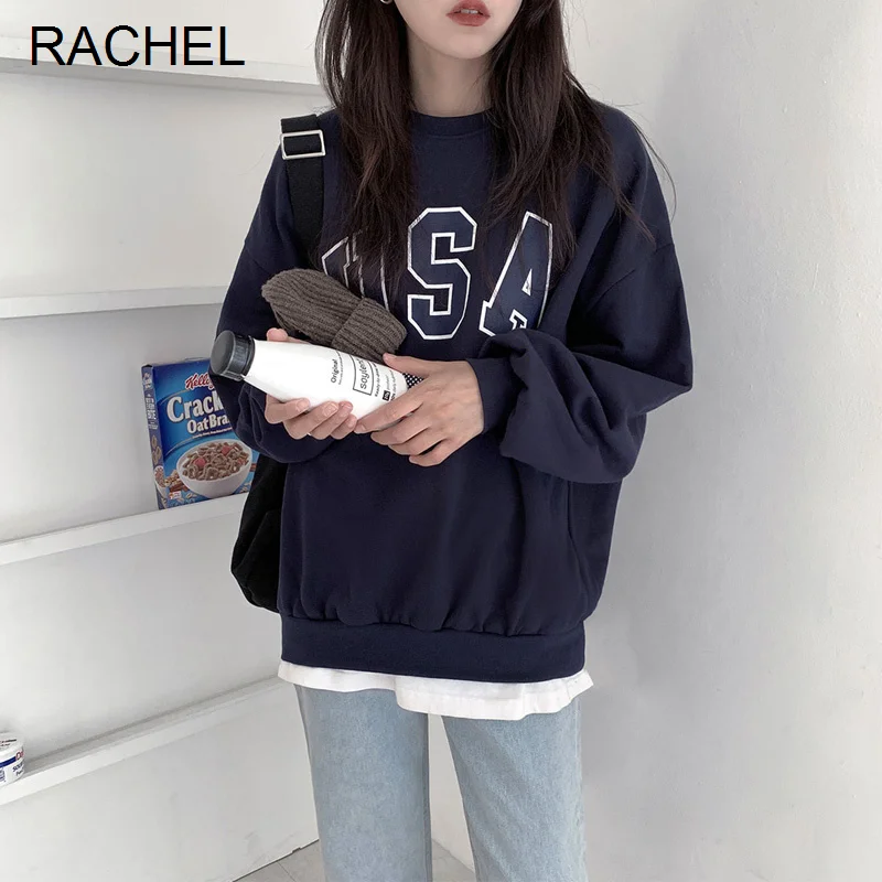 

Женский кашемировый свитер, свободный утепленный свитер с круглым вырезом и надписью, корейский стиль, Осень-зима