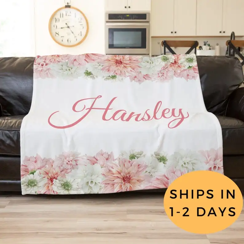 

Floral Watercolor Blanket, Personalized Baby Blanket, Minky Floral Blanket, Boho Throw Blanket, Throw Blanket Boho Chic, Grandmo