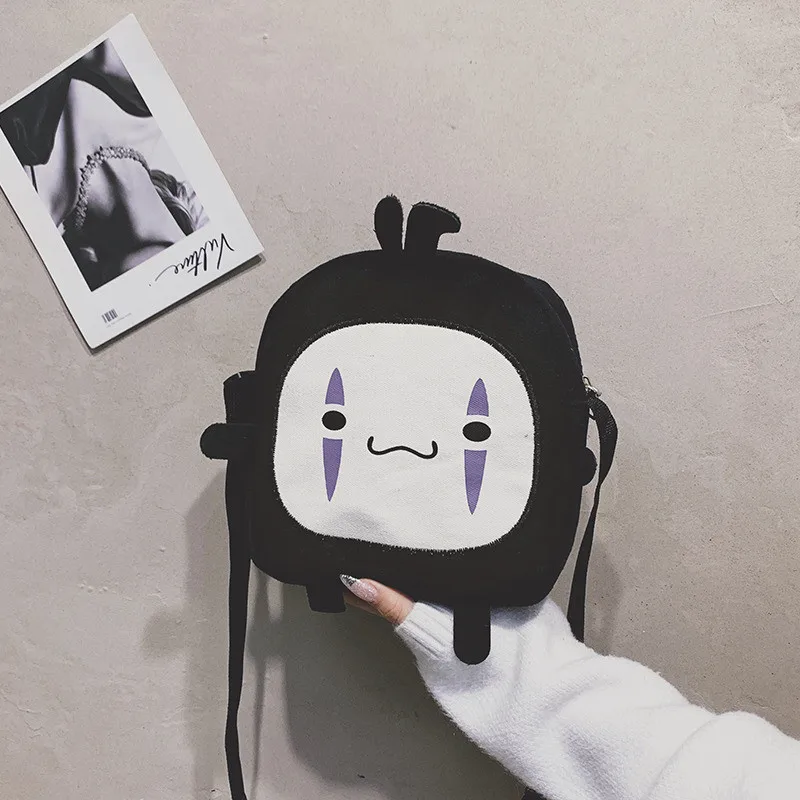 Cute Cartoon No Face Man Plush Messenger Bag Spirited Away Cosplay Anime Plush Bag Dolls Adjustable Strap Bag Gift for Girls