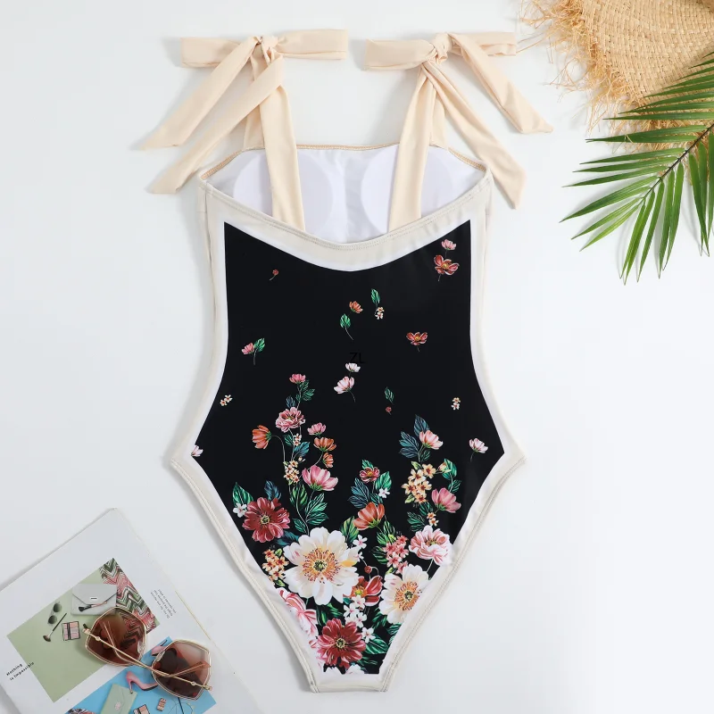 2023 One Piece Swimsuit For Women Cover Up Swimwear Sexy Print Backless Bathing Suit Monokini Beach Bodysuit Summer