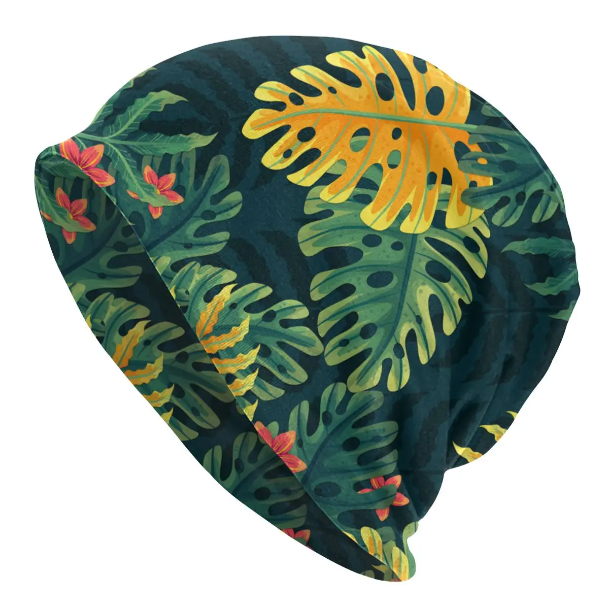 

2022 Warm Hat for Women Tropical Leaves Zoom Stacking Knitted Bonnet Cap Men Hat Hip Hop Beanies