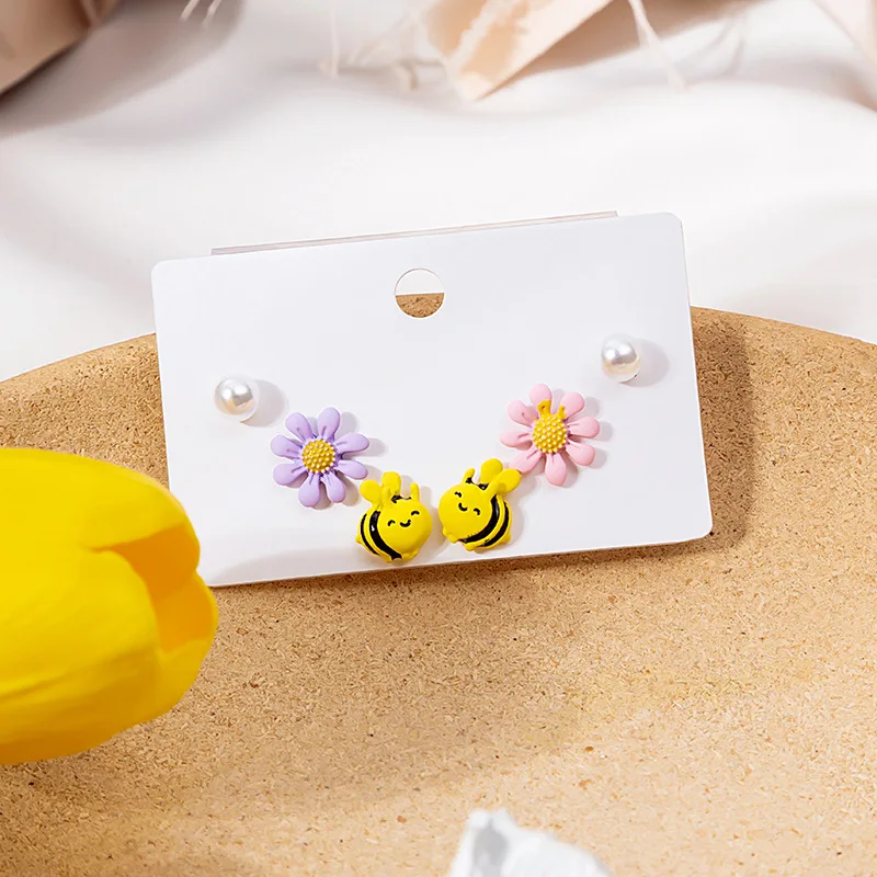 

Симпатичные Модные серьги с мультяшными пчелами цветами звездами ювелирные изделия для женщин девушек Оптовая Продажа прямая продажа