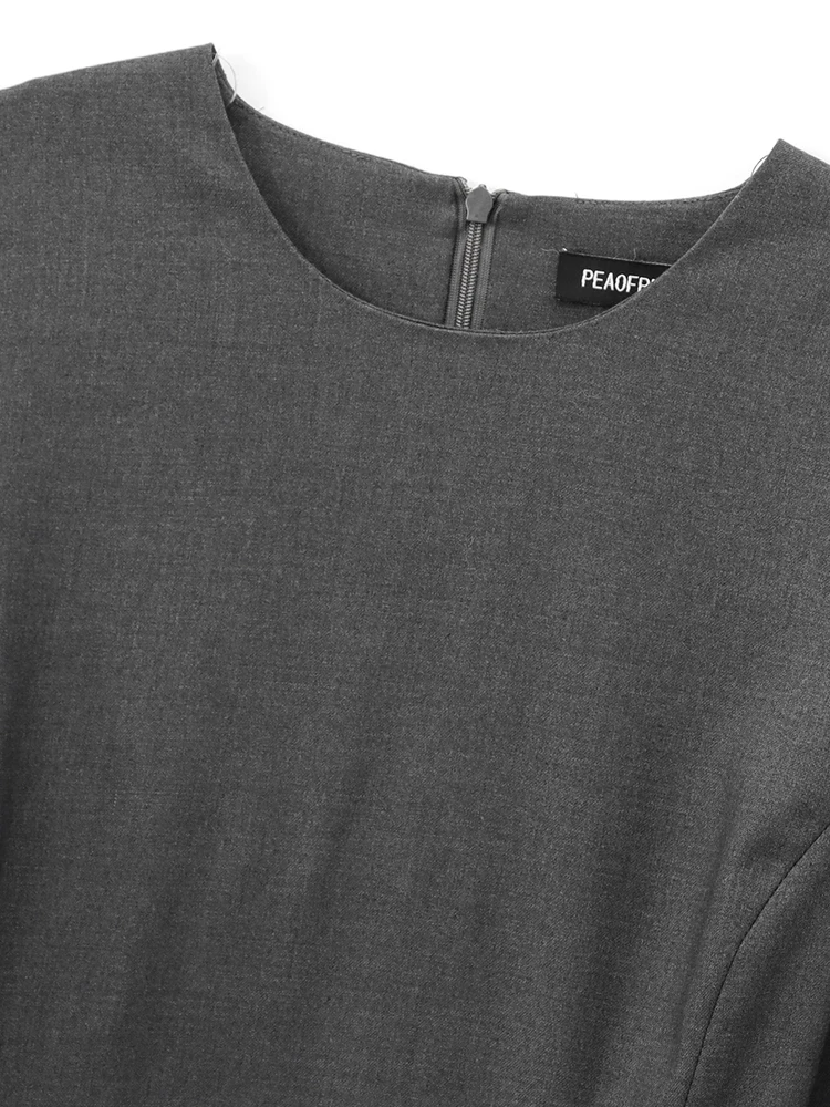 KAOPU ZA женское мини-платье с поясом винтажное платье круглым вырезом и длинными