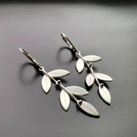 vintage salix leaf drop earrings bohemia style silver color dangle earrings for women wedding party jewelry gifts o4d511