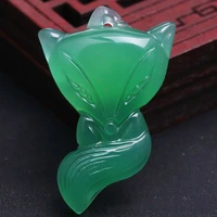 china natural jade chalcedony hand carved fox jade pendant fashion boutique jewelry necklace gift accessories