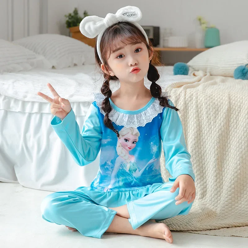 

Disney Frozen Elsa Children's Long-sleeved Pajamas Set Girl Essa Male Lord Milk Silk Double-sided Thick Foreign Trade Sleepwear