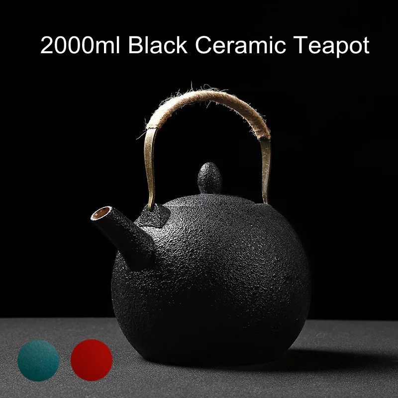 

Japanese Style Large Capacity 2000ml Black Tea Pot Teaset With Filter Chinese Vintage Ceramic Teapot For Home And Tea Room
