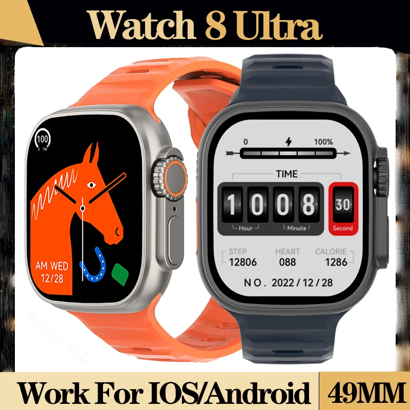 

2023 Smart Watch Ultra Series 8 NFC Smartwatch Men Women Blue Tooth Calls Wireless Charging Fitness Bracelet 2 Inch HD Screen