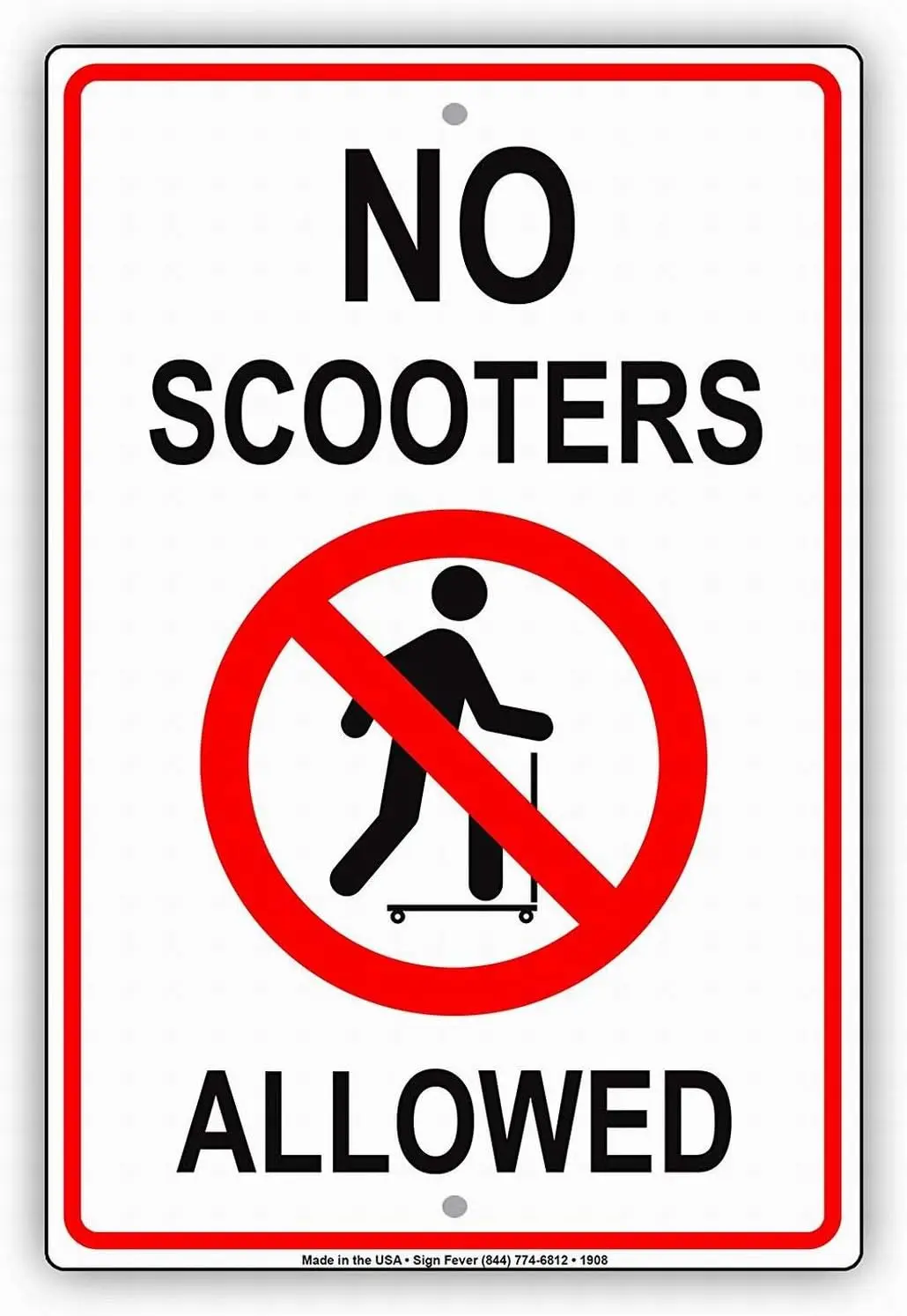 PBoe No Scooters выдутый с Grphc Restrcton lert Notce Sgn Sfety 8x12 Tn Metl Sgns Rod Street Outdoor Decor Cuton