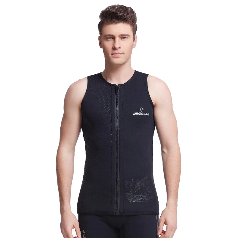 

DIVE&SAIL Men Scuba Dive Vest Sleeveless Jacket Tops 3mm Neoprene SCR Inside Front Zipper Keep Warm Wetsuit Swimming Snorkeling