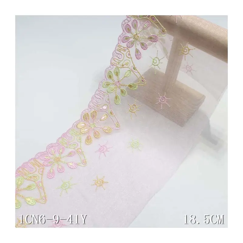 

28 ярдов, Мягкая сетчатая кружевная отделка 19 см, Милая Кружевная Одежда для девочек с цветочной вышивкой, платье, нижнее белье