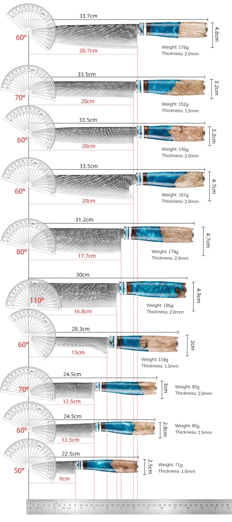 1-10 шт. набор дамасских кухонных ножей нож для резки мяса шеф-повара японский