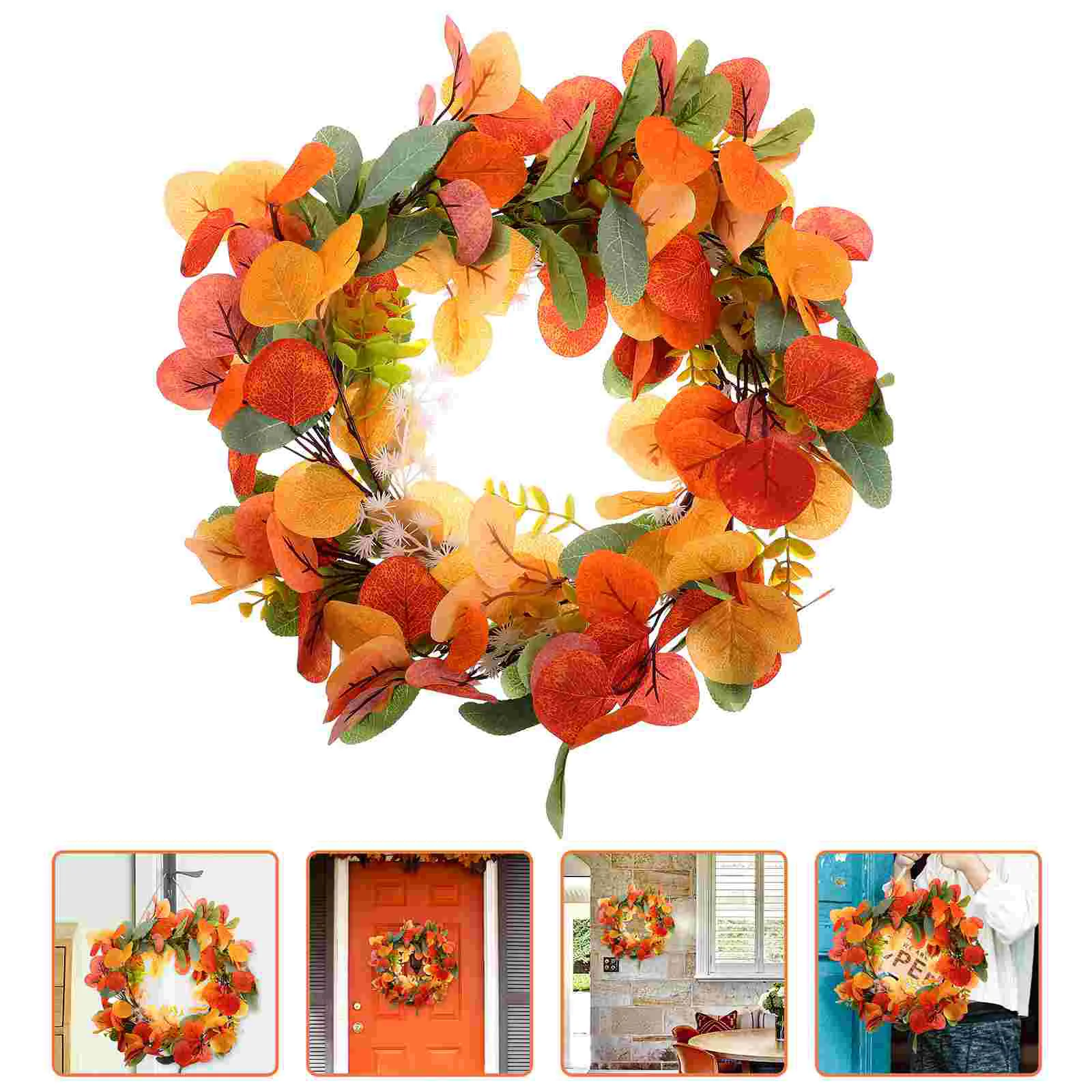 

Wreath Door Eucalyptus Garland Artificial Hanging Fall Leaf Front Leaves Thanksgiving Autumn Outdoor Decorative Festival Wreaths