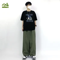 neemoy mens hip hop loose cargo trousers cotton 100 2022 new streetwear straight baggy wide leg casual pants male hot sale