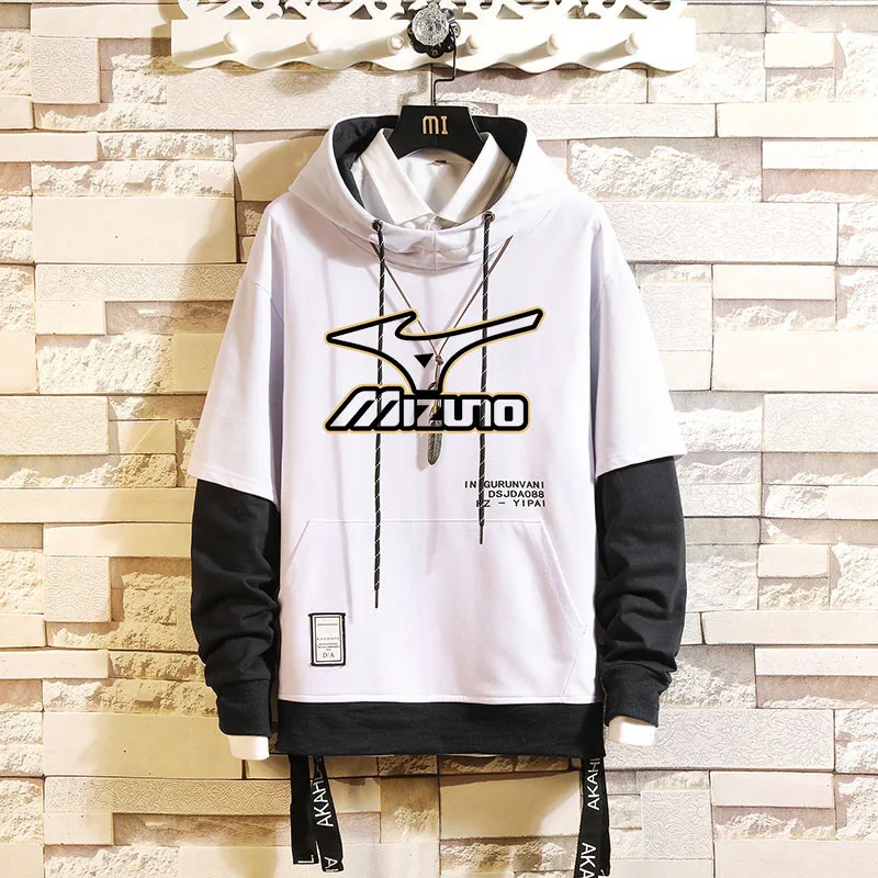 

Fake Two Piece Printed Patchwork Hoodie Men's 2022 Harajuku Hoodie Sweatshirt Men's Letter Print Hoodie Streetwear Hip Hop Sweat