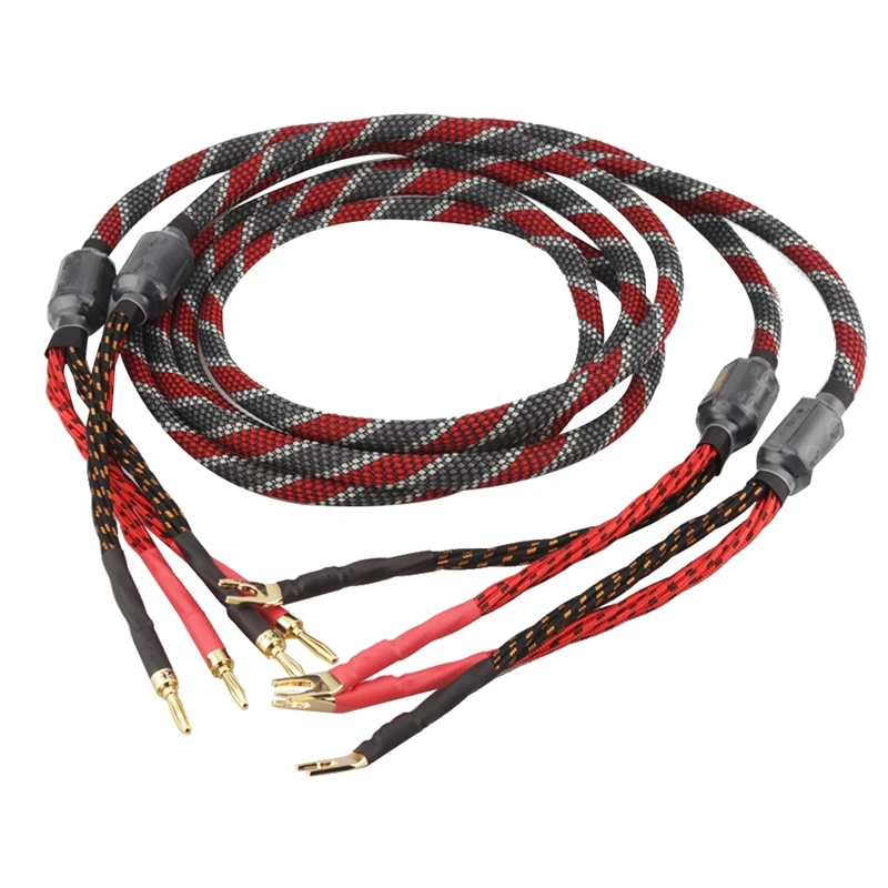 

One Pair Oxygen-Free Copper(OFC)Audio Hifi Speaker Cable HI-FI High-End Amplifier Speaker Cable