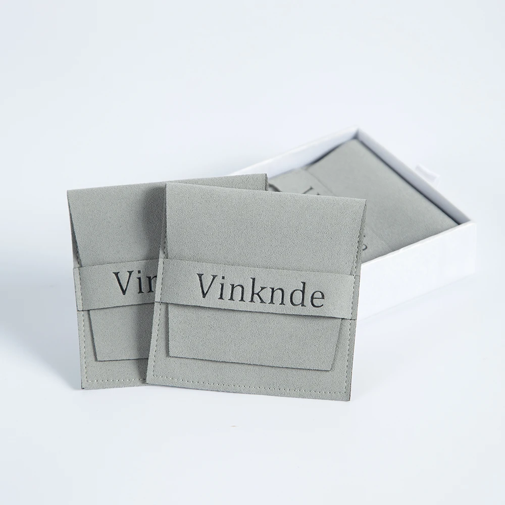 100pcs/Lot Gray Microfiber Small Gift Bags Custom Logo 12x12cm Jewelry Rings Earrings Organizer Pouch Wedding Favor Candy Bag