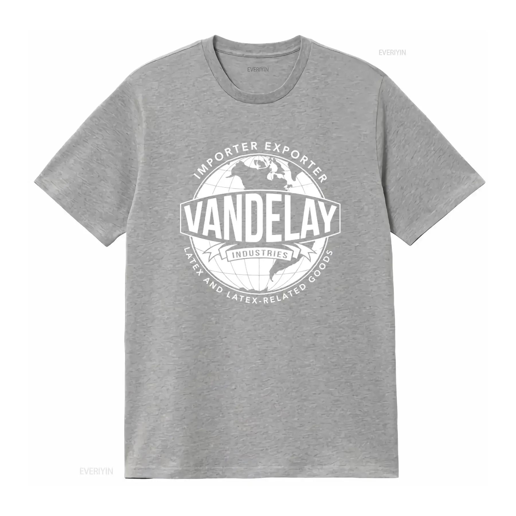 Фото Футболка Vandelay Industries: импортный дизайн в стиле Exporter, винтажная, с эффектом потертости, удобная, дизайнерская одежда, связанная с латексом №3