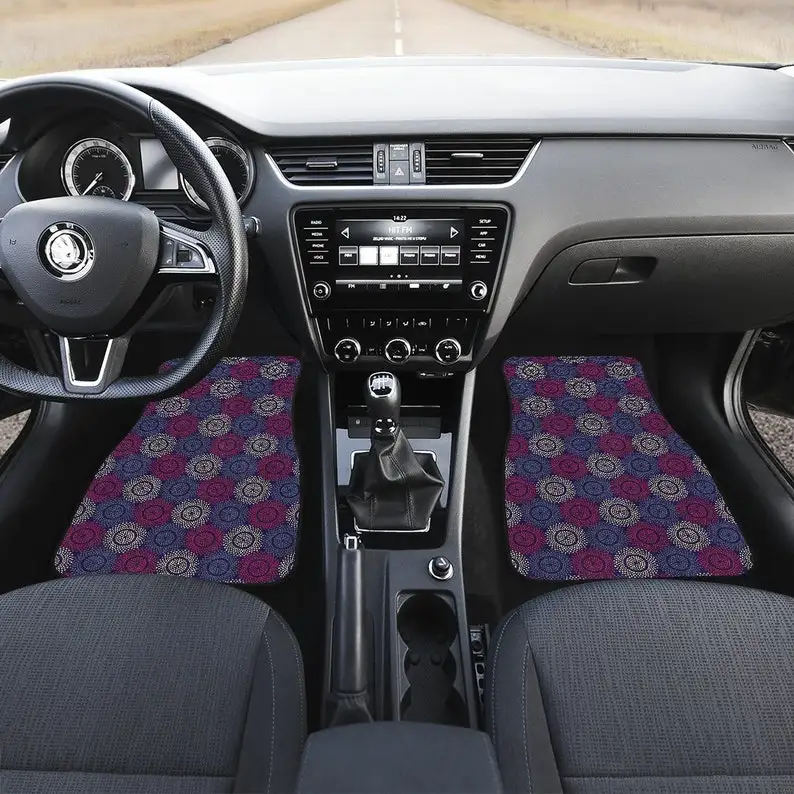 

Blue Red Circle Dots Abstract Art Car Floor Mats Set, Front and Back Floor Mats for Car, Car Accessories