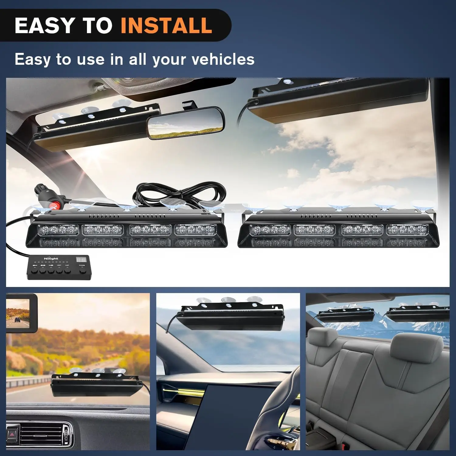 Автомобильная аварийная Стробоскопическая Лампа для приборной панели желтая