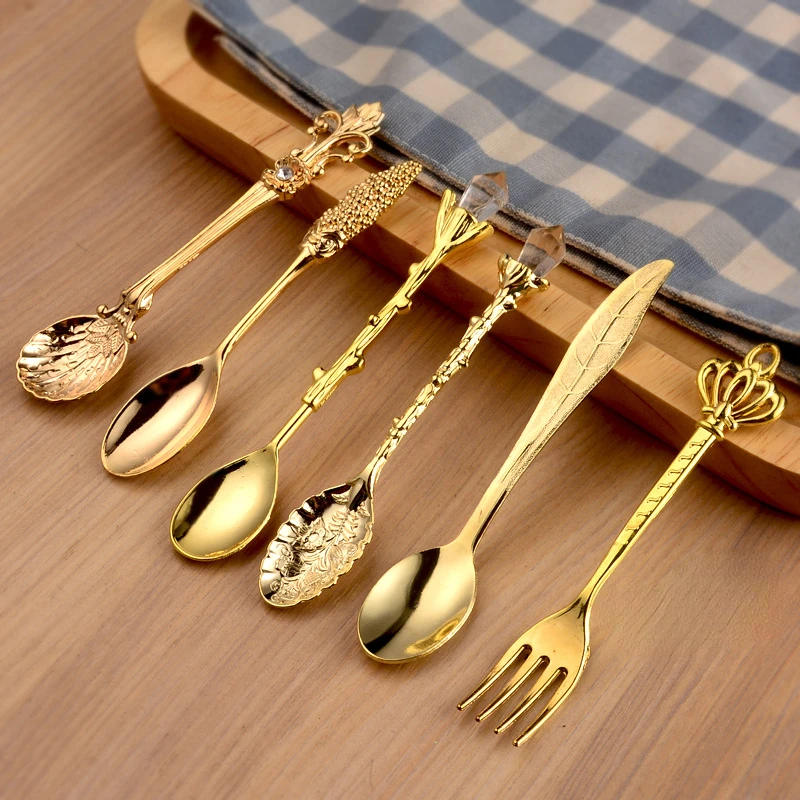 

6pcs/set Creative retro palace style coffee spoon set dessert table decoration spoon stirring spoon spoon set dinner set
