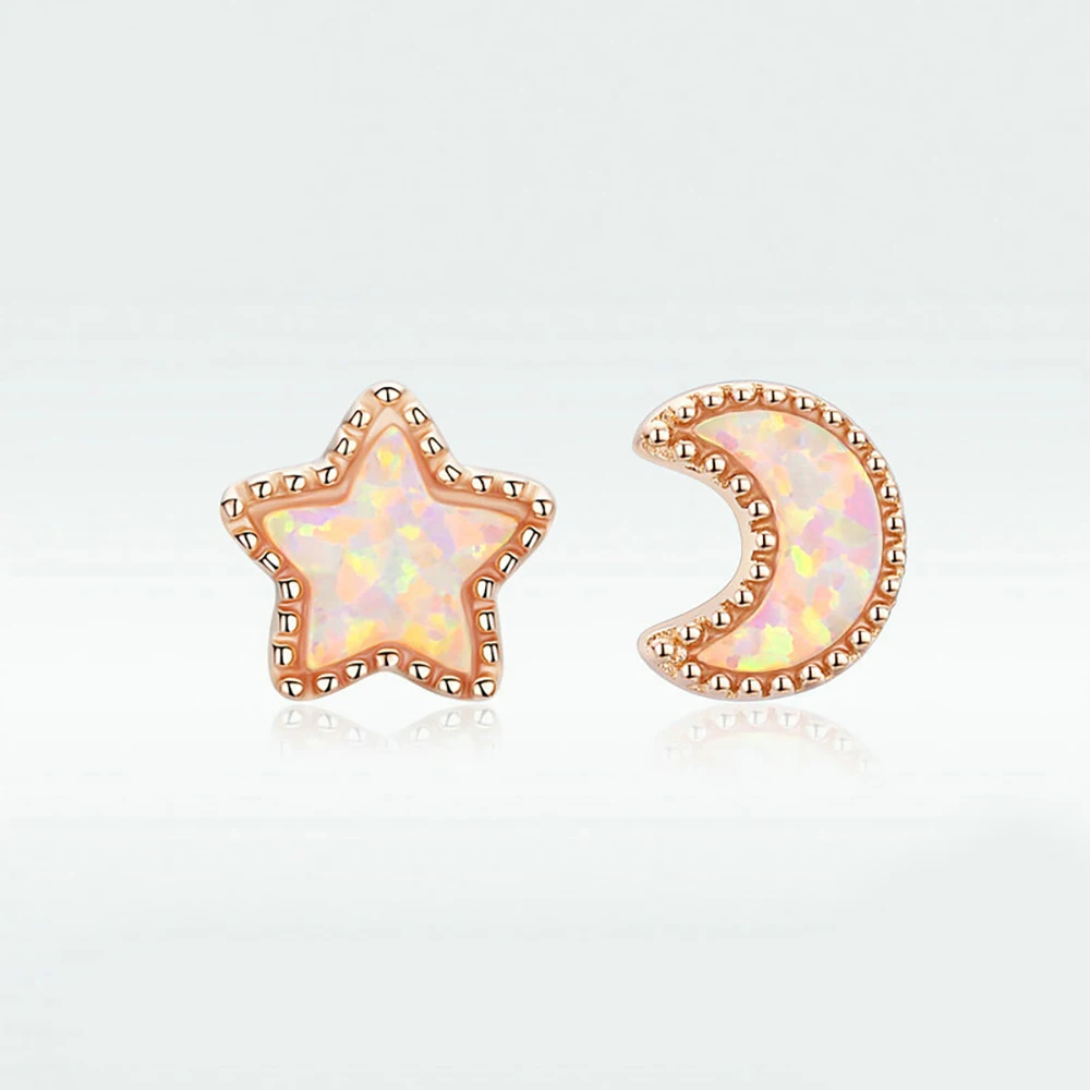 

Sterling Silver S925 Stud Earrings Rose Gold Plated Opal Xingyue Ladies Earrings Simple Fashion Female Earrings Girls Jewelry