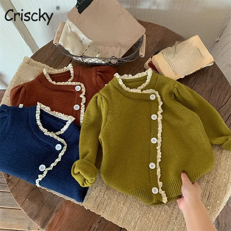 

Criscky Autumn Winter Baby Kids Girls Long Sleeve Single Breasted Knit Sweater Baby Kids Girls Pullover Sweaters Coat Clothes