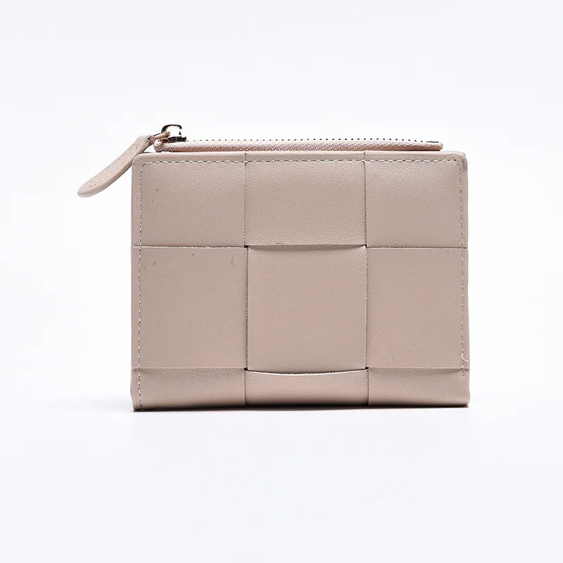 

2023 New Twifold small purse Leather money wallet for women Short wallet card holder Knitting purse woman for coins and cards