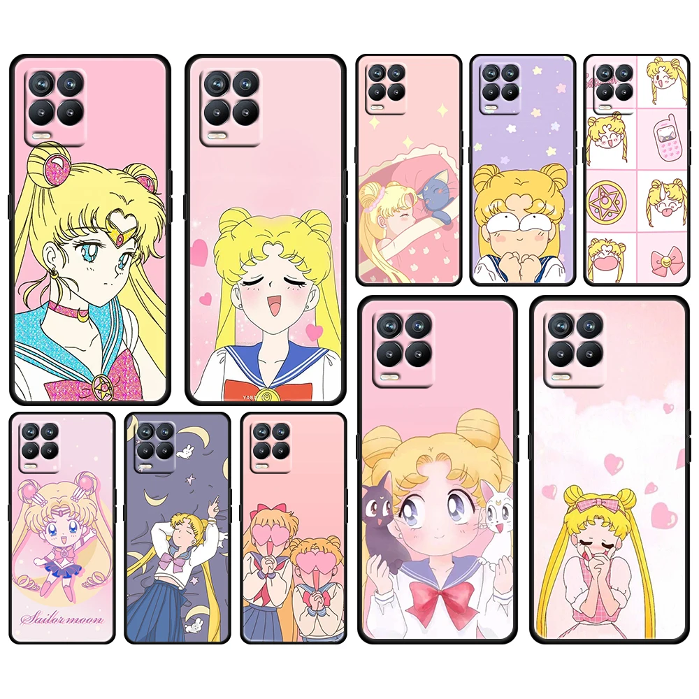 

Anime Girl Sailor Moon For OPPO GT Master Find X5 X3 Realme 9 8 6 C3 C21Y Pro Lite A53S A5 A9 2020 Black Phone Case Cover Coque