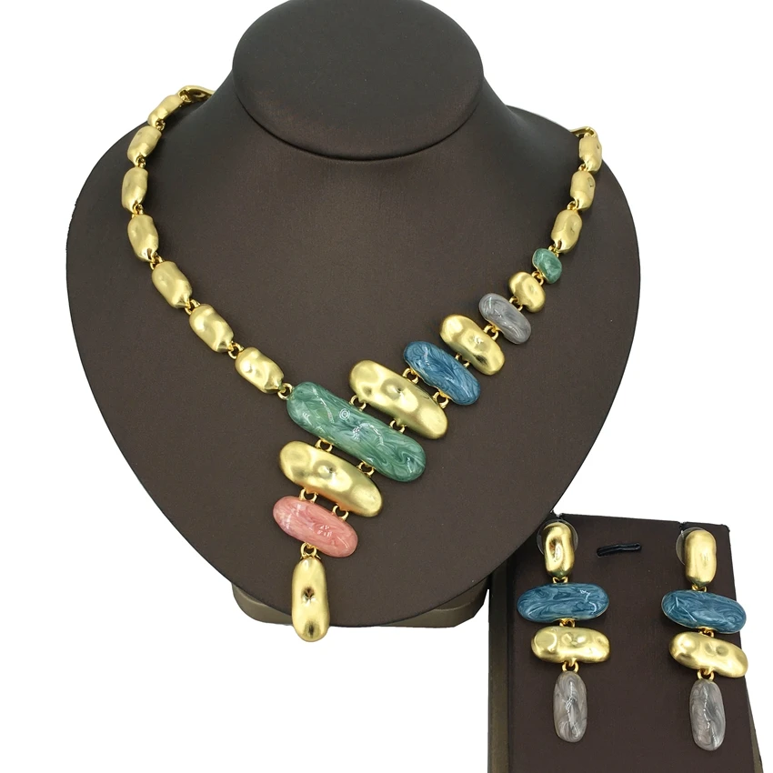 

Yuminglai модные Дубаи Позолоченные цветные камни Ювелирные наборы для женщин FHK15270