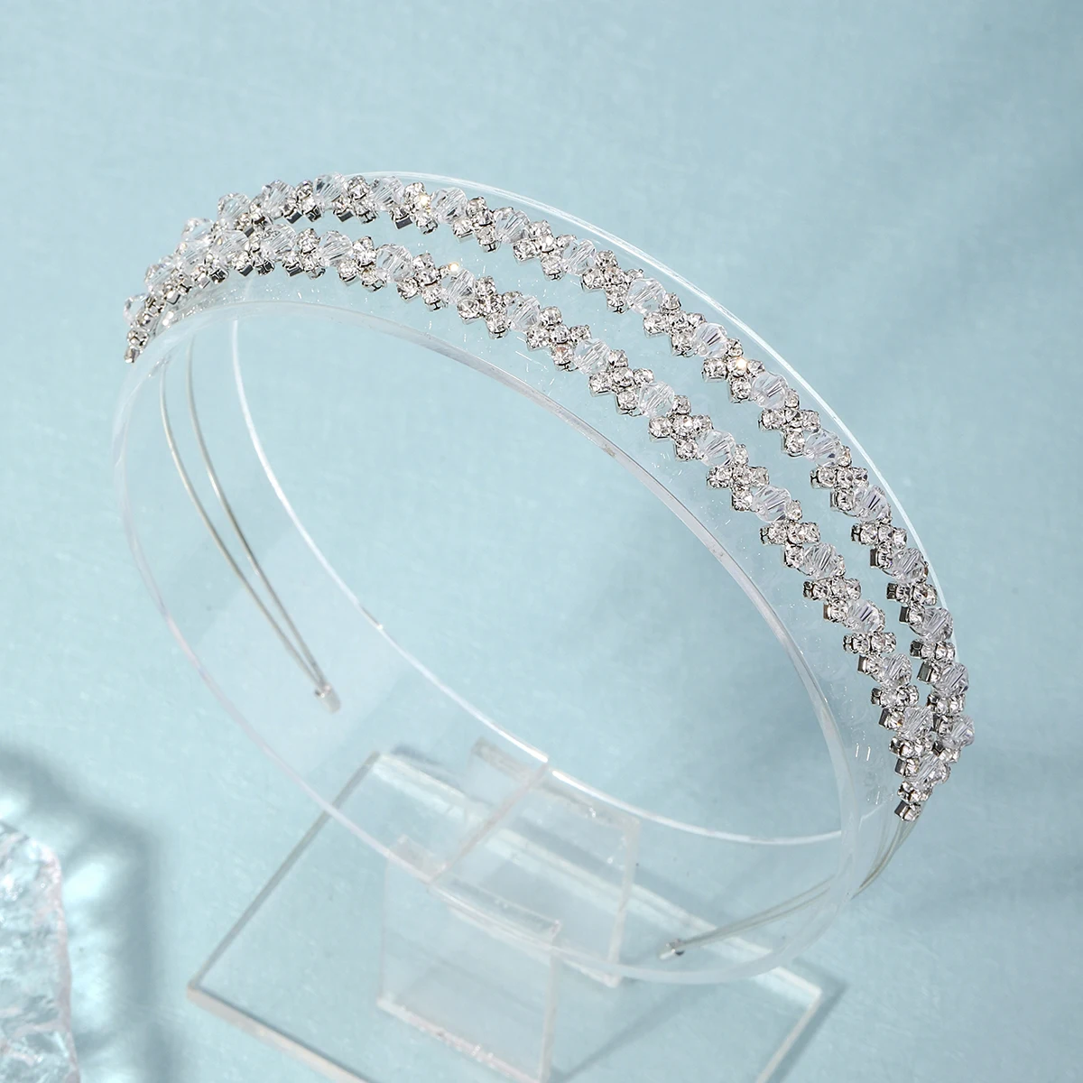 Роскошный свадебный головной убор со стразами Mori простые двухслойные головные